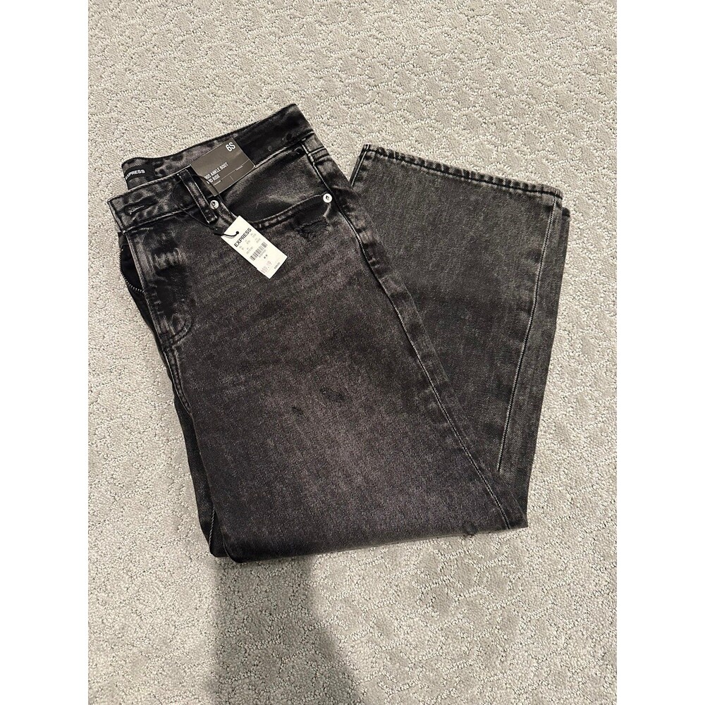 NWT Express Black Denim 90’s Ankle Boot Mod Rise Sz 6S